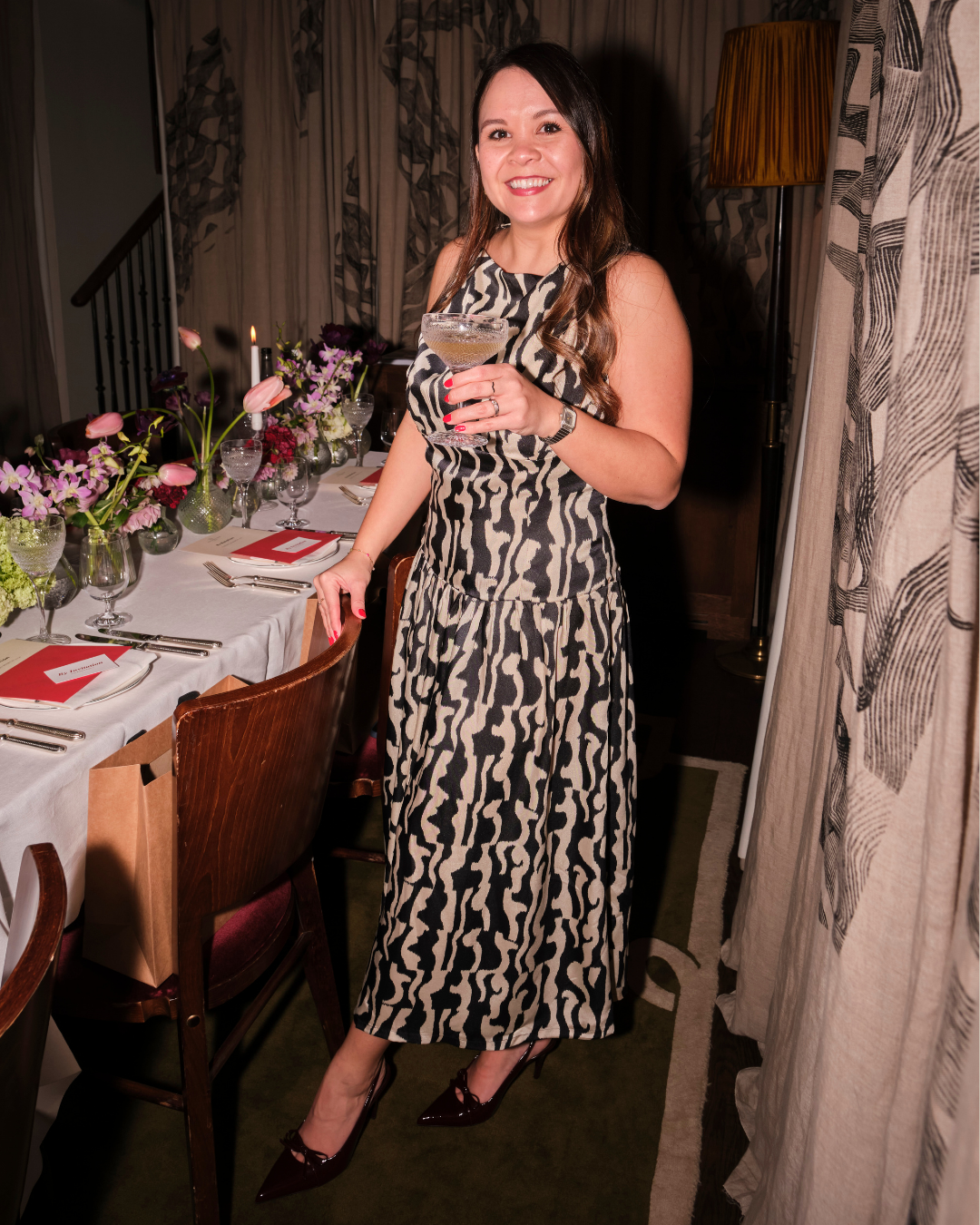 Monochrome Silk Dress