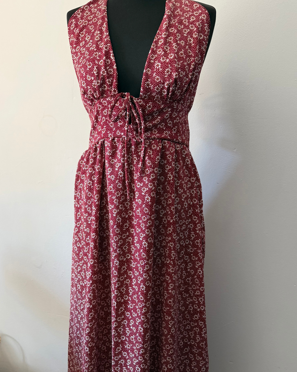 Red Floral Halter Dress