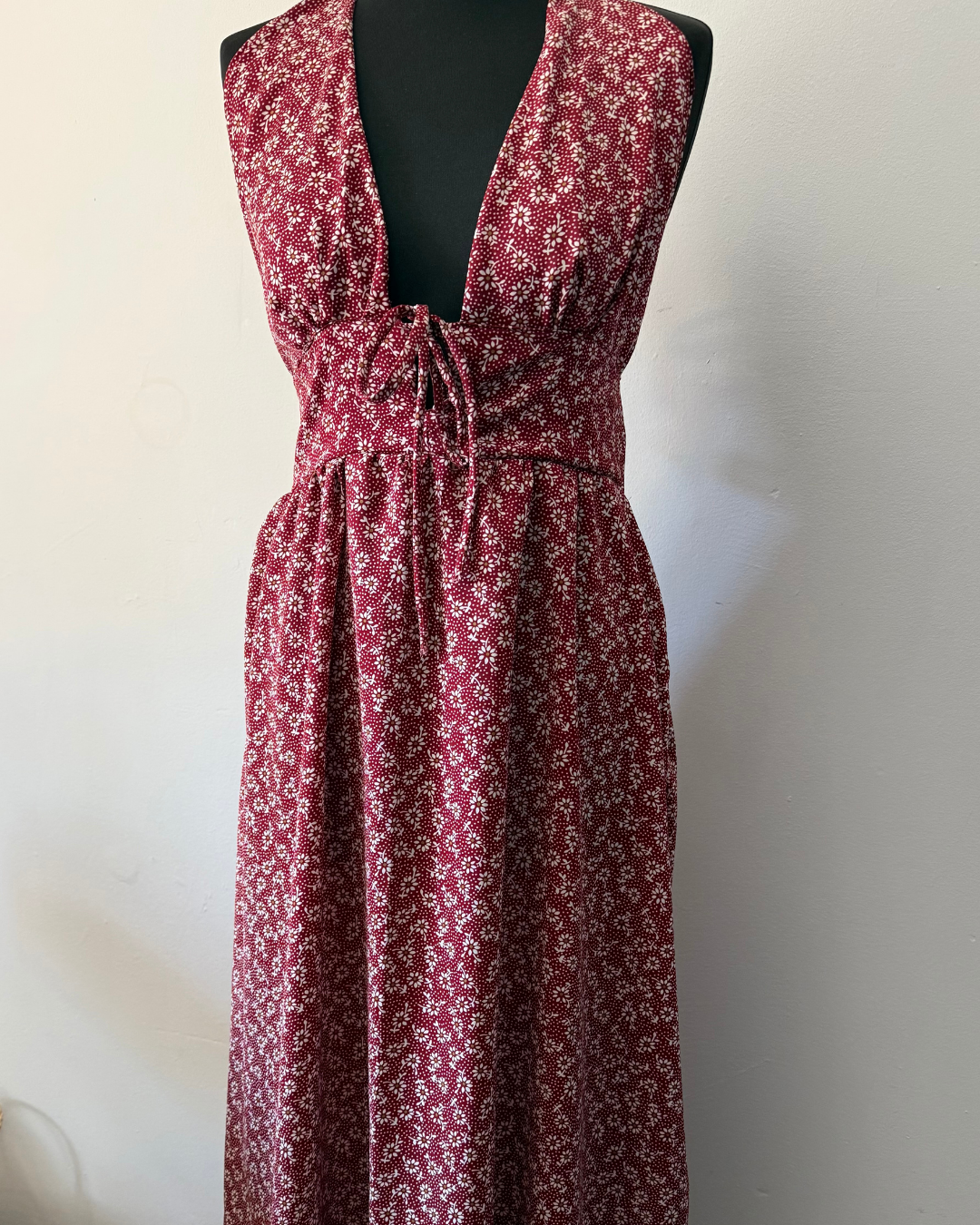 Red Floral Halter Dress